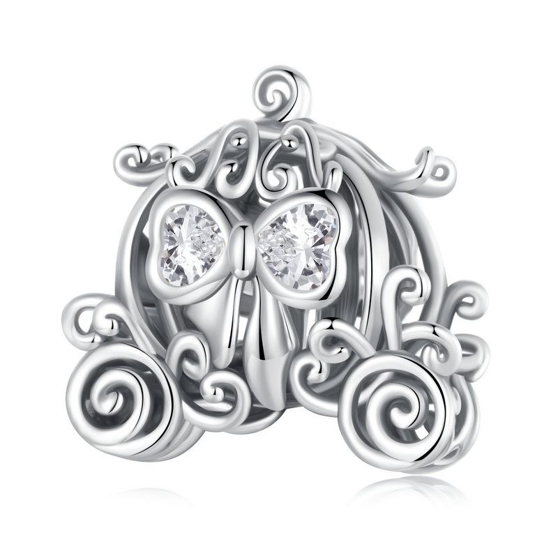 WOSTU Real 925 Silver Heart Beads Flower Retro Pattern Charms Pendant Fit Original DIY Bracelet Necklace Silver Jewelry