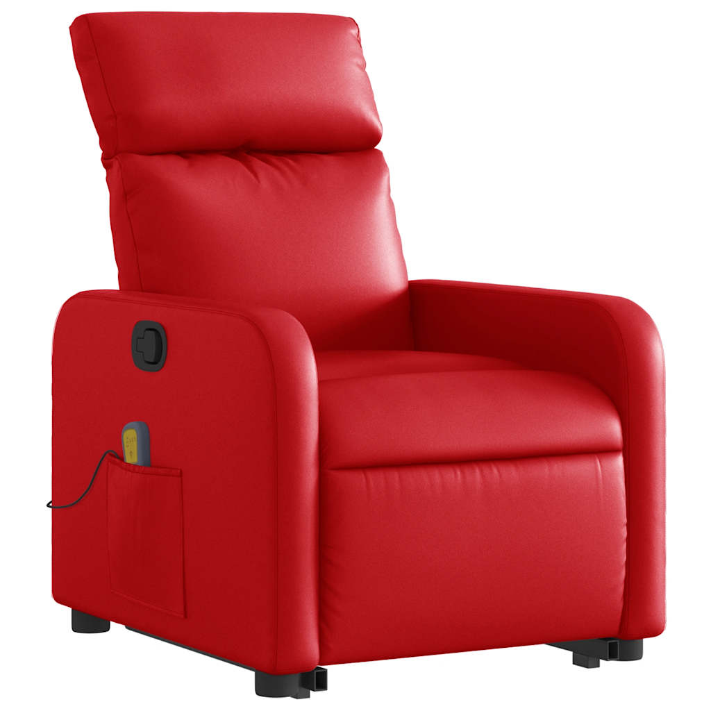 Recliner with Lift Function Red Faux Leather