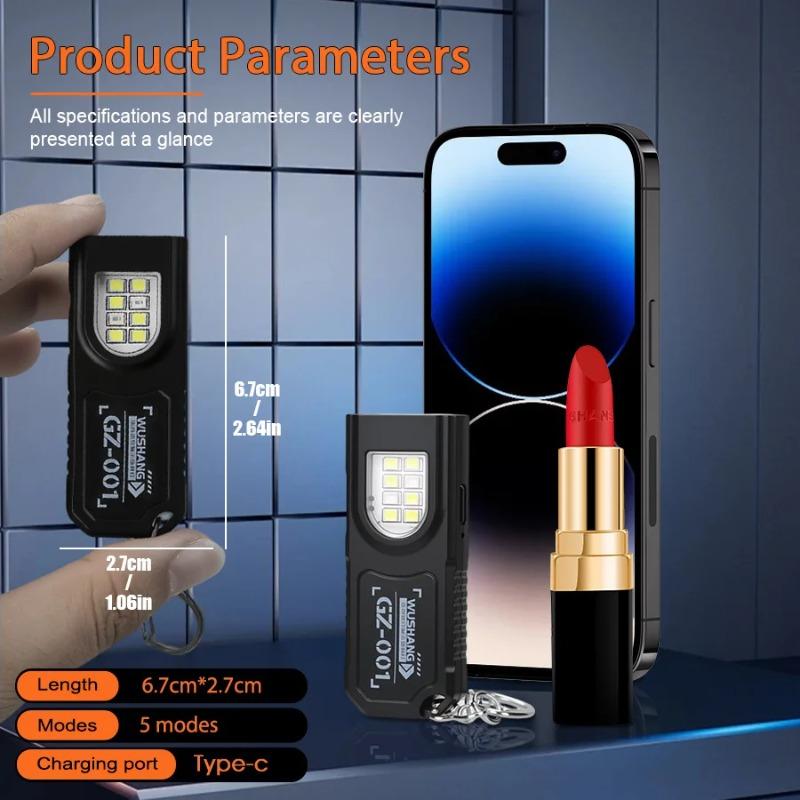 Mini Keychain Flashlight with Magnet Rechargeable Multifunction Torch Lamp Portable Clip on Flashlight Waterproof Camping Light