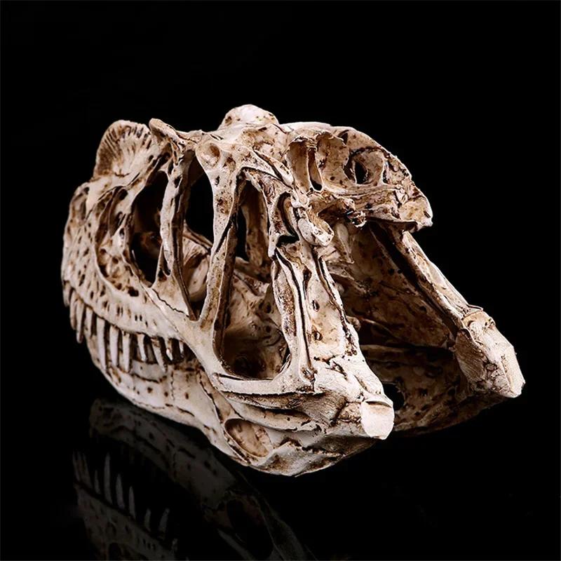 Resin Dinosaur Skull Skeleton Head Figurine Sculpture Ceratosaurus Craft Statues for Decoration Halloween Home Decoration Gift