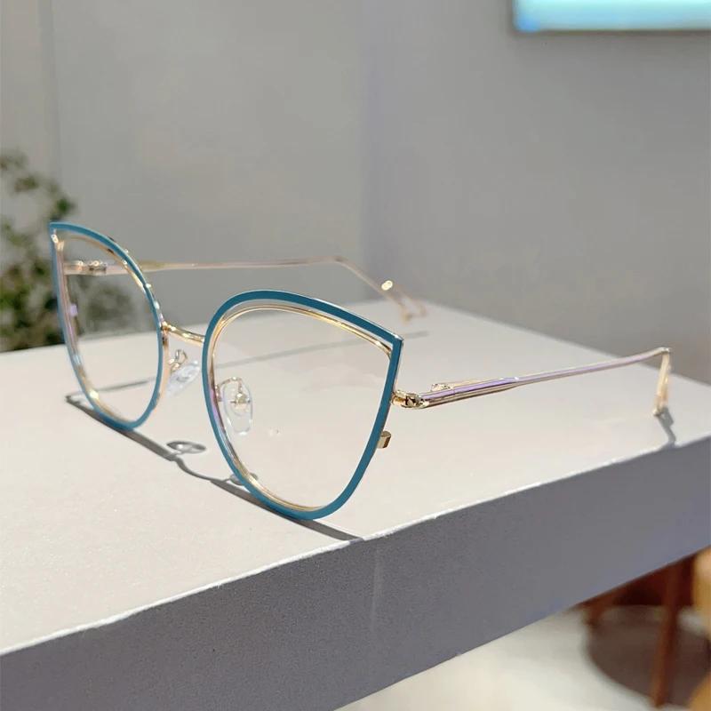 KAMMPT Oversized Cat Eye Glasses Women New Stylish Blue Light Blocking Optical Frames Trendy Sweet Fashion Vintage Decor Eyewear