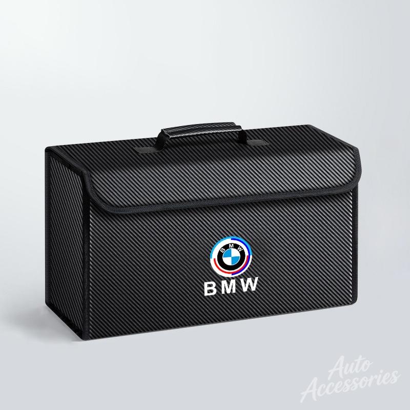 Auto Kofferraum Aufbewahrungsbox Kohlefaser Faltbare Aufbewahrungstasche Zubehör für BMW X1 X2 X3 X5 X6 X7 F20 F15 F16 F48 G20 G30 M1 Aufkleber