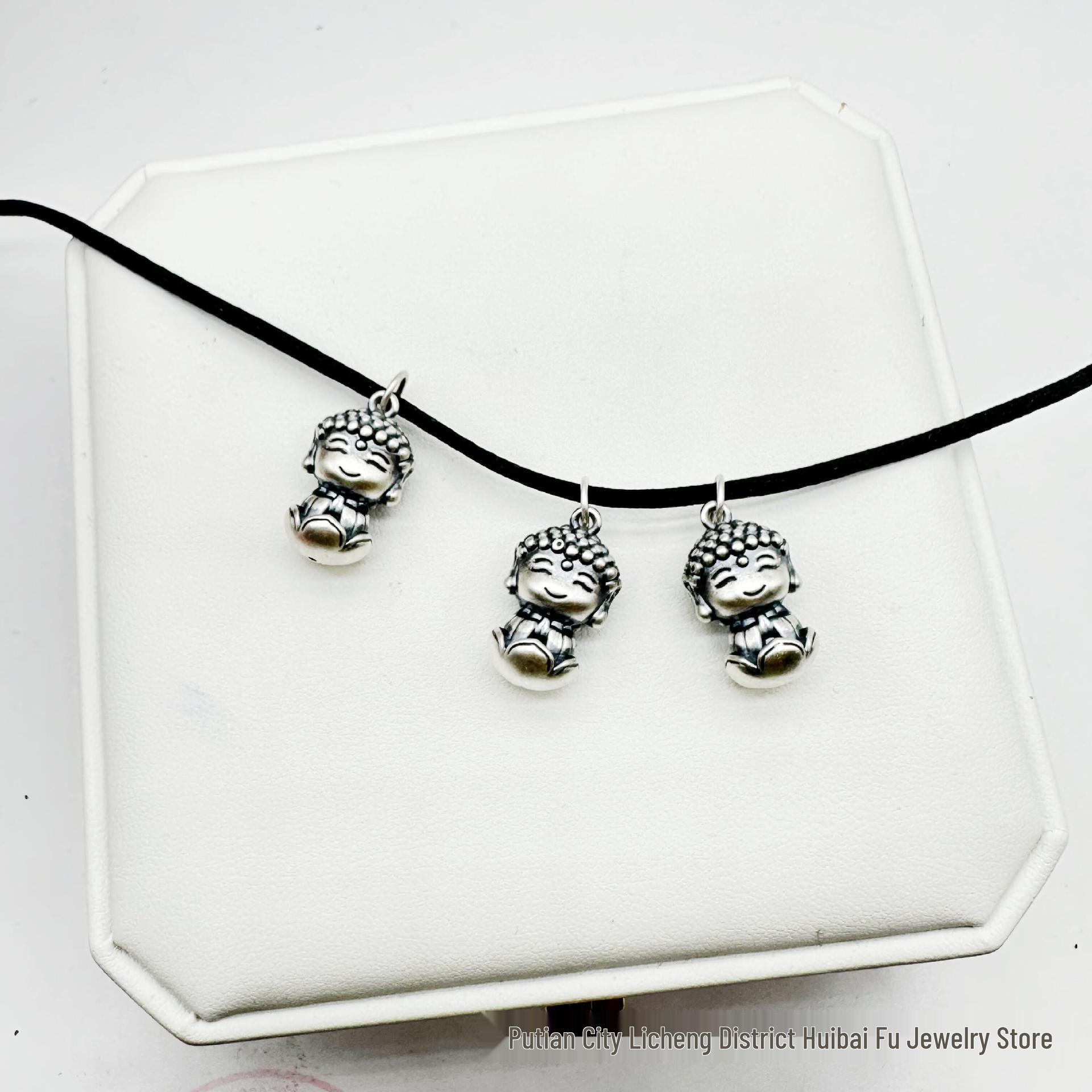 S999 Sterling Silver 3D Lotus Flower Buddha Pendant with Red Braided Rope Bracelet - Handmade Chinese Style Accessory S999 Sterling Silver