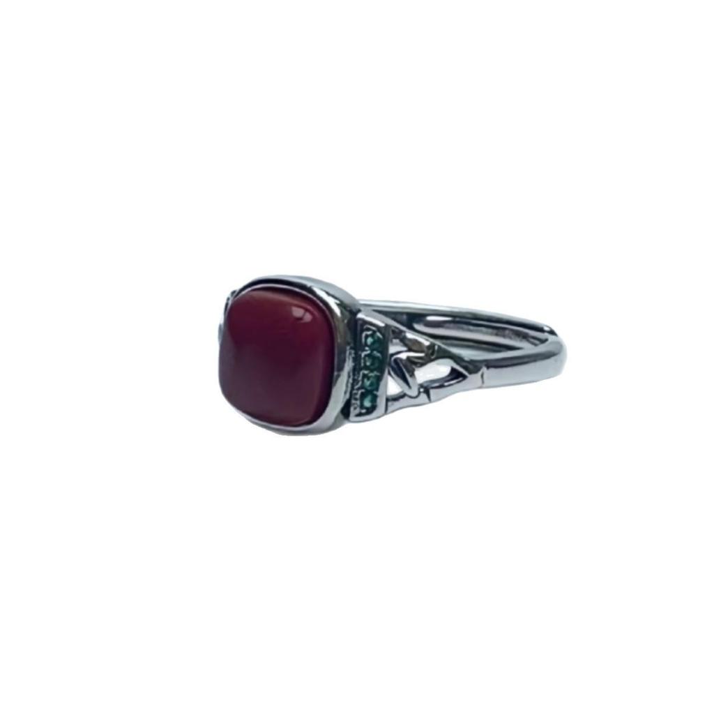New Inlaid Green Diamond Bamboo Leaf Fashion Ring