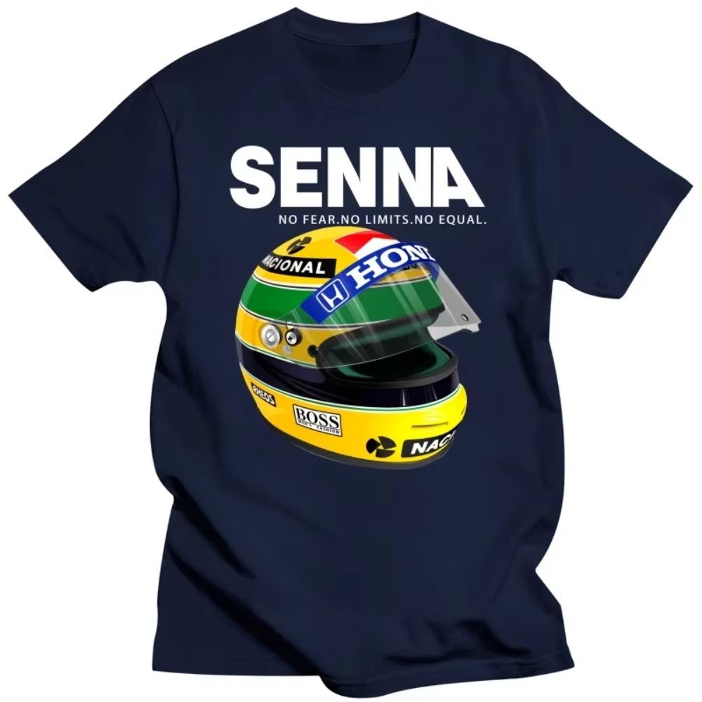 Maglietta estiva da uomo Ayrton Senna Elmetto Maglietta Top Abbigliamento 1 Auto da Corsa Uomo Girocollo Manica Corta T-Shirt Popolare Uomo Taglia Grande
