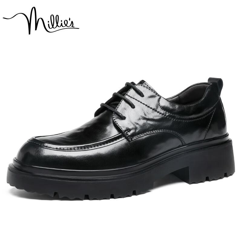 Millies Men s Leather Chunky Sole Business Casual Derby Shoes 42