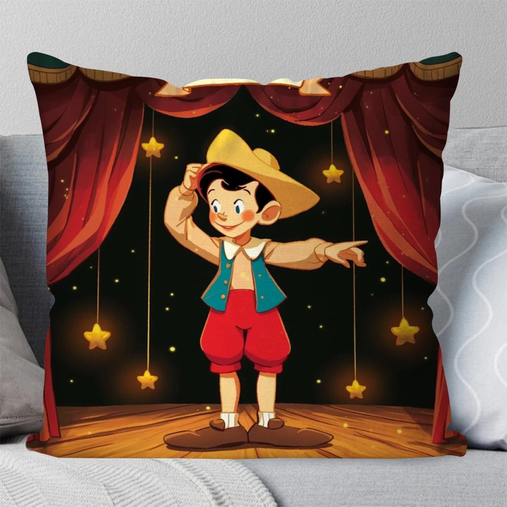 Classic Fairy Tale P-Pinocchio Animation Pillow Case Square Pillow Bedroom Sofa Leisure Comfort LivingRoom Home Decoration 40X40