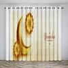 Eid Mubarak Ramadan  Lslamic Muslim Supplies Kareem 2 Pieces Shading Darkening Window Curtain for Living Room Bedroom Decor