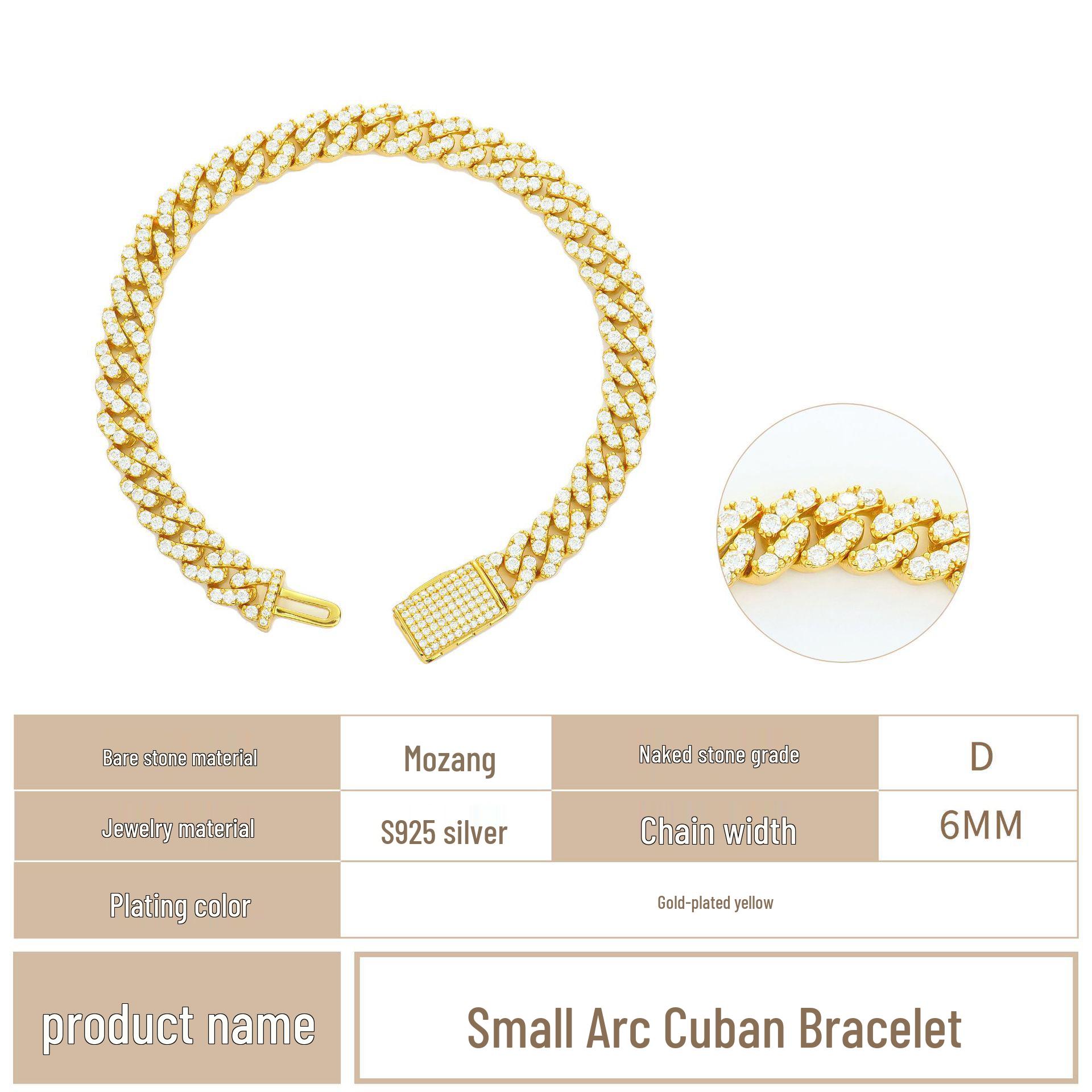 

Браслет кубинской цепи с муассанитами 2025 года: Хип-хоп стиль из стерлингового серебра 925 пробы, двойная дорожка паве 7 inches