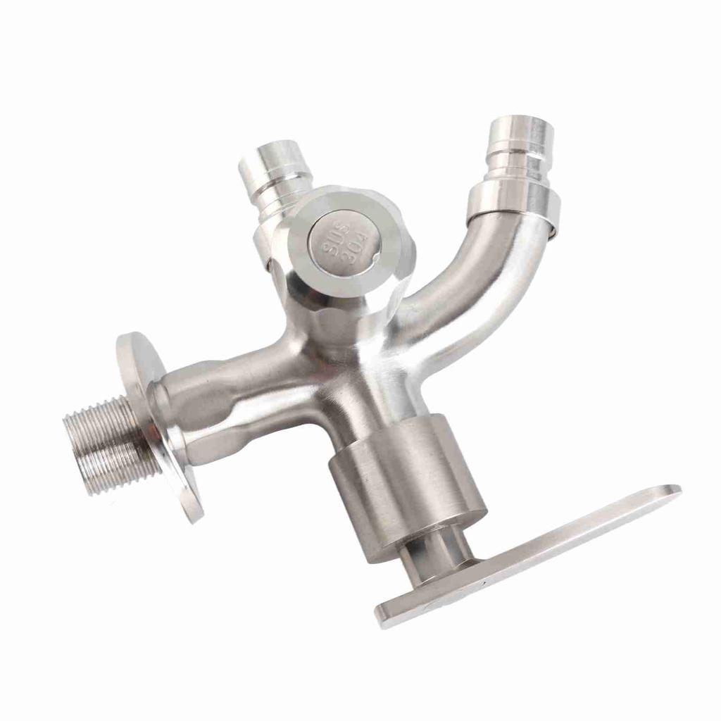 Kran Wodny Gwint Męski G1/2 Podwójne Wyjście Stal Nierdzewna Bateria Wodna do Ogrodów Pralek