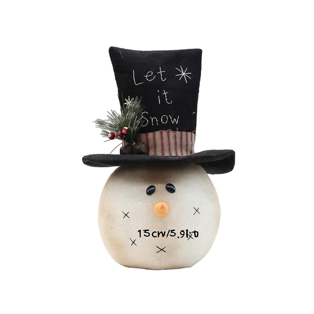 Christmas Fabric Snowman Doll with Vintage Hat, Tabletop Figure Ornament - 501A