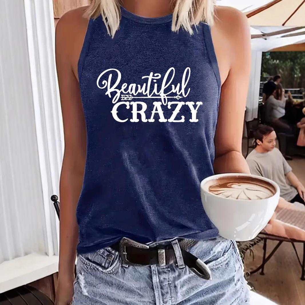 

Women s Versatile Bea CRA Print Soft Tank Top Double Extra Large темно-синий