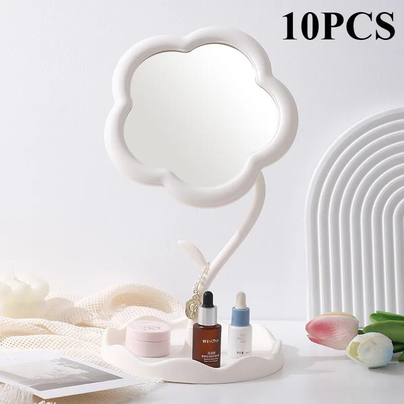 Sunflower Makeup Mirror for Students Desktop Flower Beauty Mirror Girl Dressing Table with Hanging Jewelry