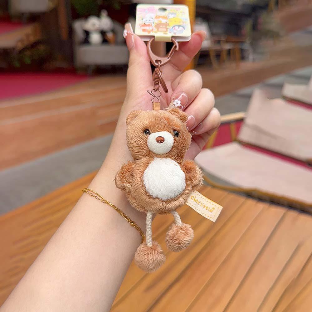 Ornament Bear Doll Key Ring Soft Cartoon Animal Keychain Cute Plush Dog Pendant  Couple