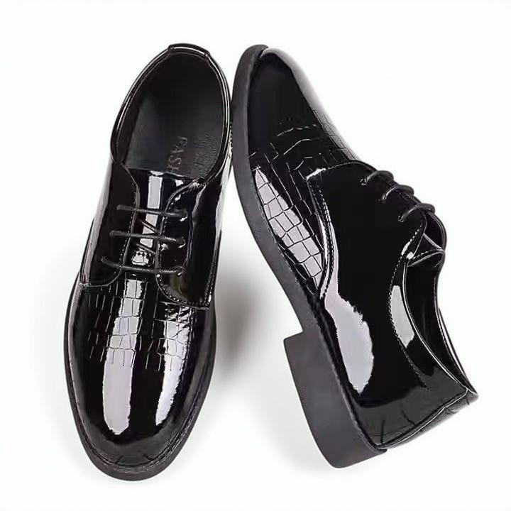 Versatile Black Business Dress Casual Leather Shoes Men's Lace-up Shoes Wedding Fashion Men's Shoes Patent Leather