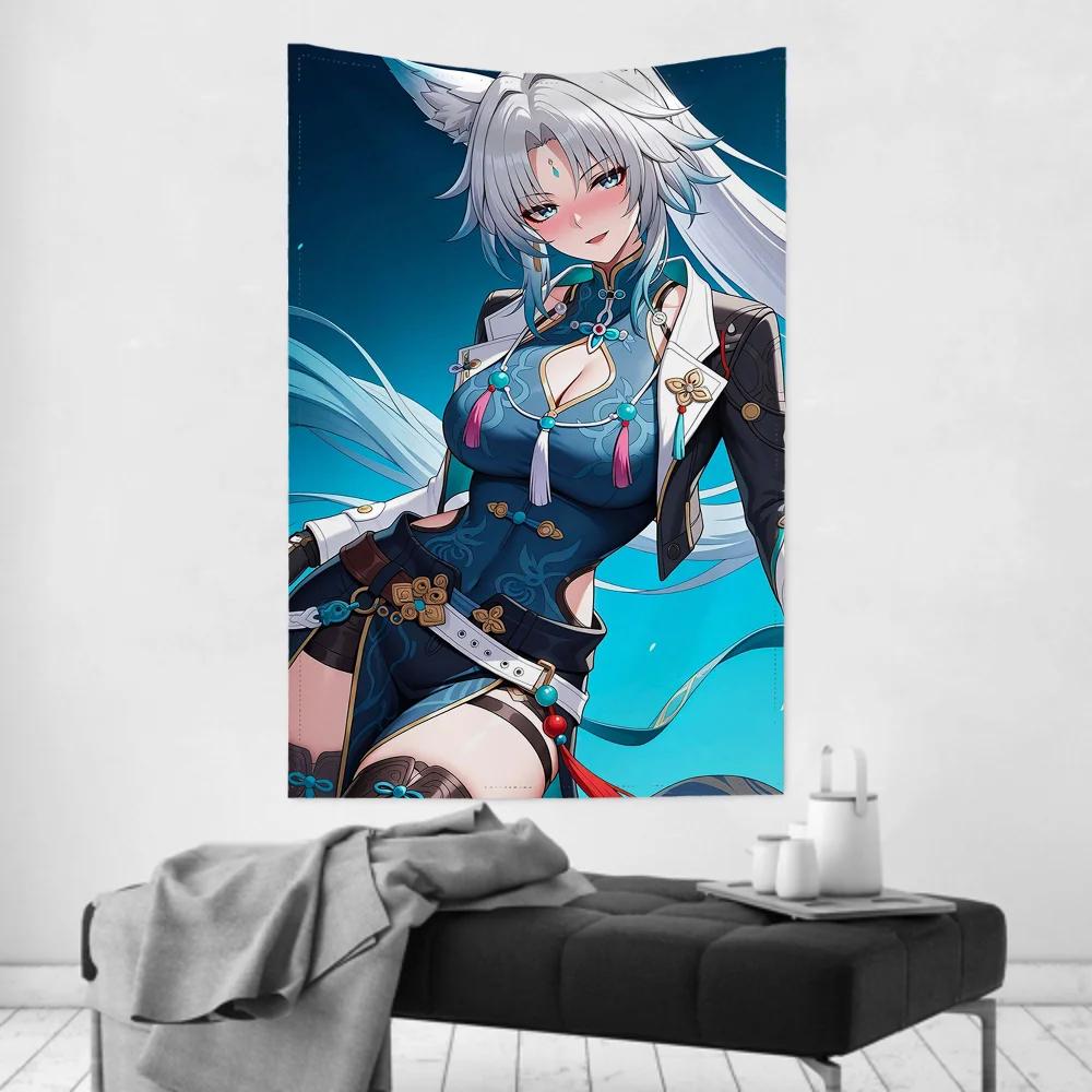 Feixiao Anime Game Honkai Star Rail Tapestry Room Decor Wall Cloth Party Hanging Background Room Decor Baby Room