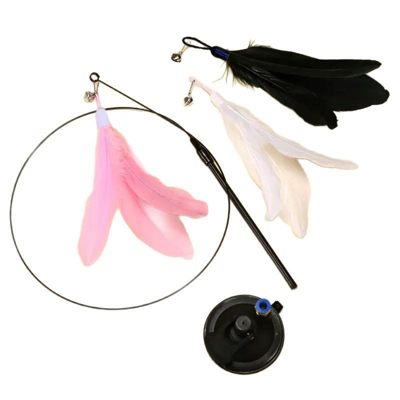 Bissfester Katzen-Spielangel mit Saugnapf, Glöckchen und Ersatzkopf