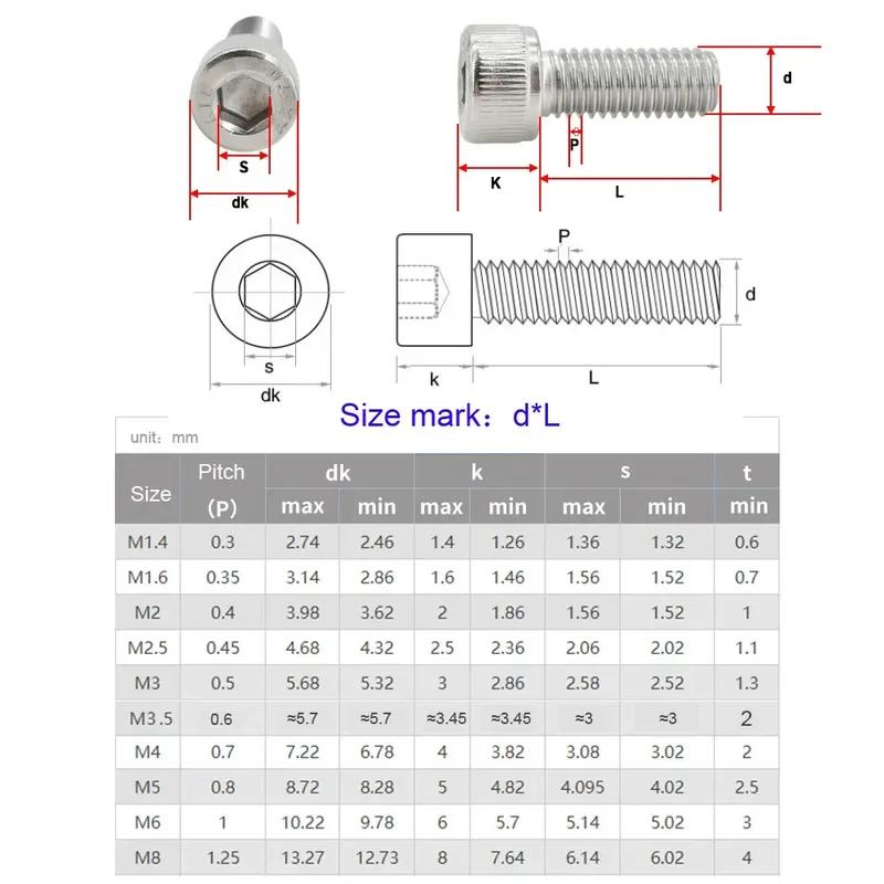 304 Stainless Steel Hex Socket Screw Bolt Nut Washer Set M2 M3 M4 M5 M6 Metric Thread Metal Machine Screws Gasket Assortment Kit