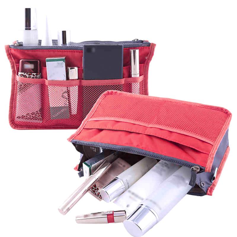 1Pc with Double Zippers Multifunctional Large Capacity Portable Storage Bag Folding Women's Makeup Bag Polyester