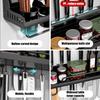 Kitchen Storage Shelf Wall-mounted Spice Rack Aluminum Punch-free Spoon Knife Storage Shelves Multifunction Kitchen Organizer