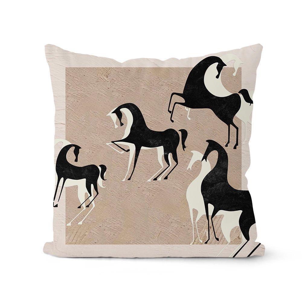 American Retro Maillard Style Pillowcase Living Room Sofa Bedroom Backrest Cushion Abstract Short Velvet Pillowcase