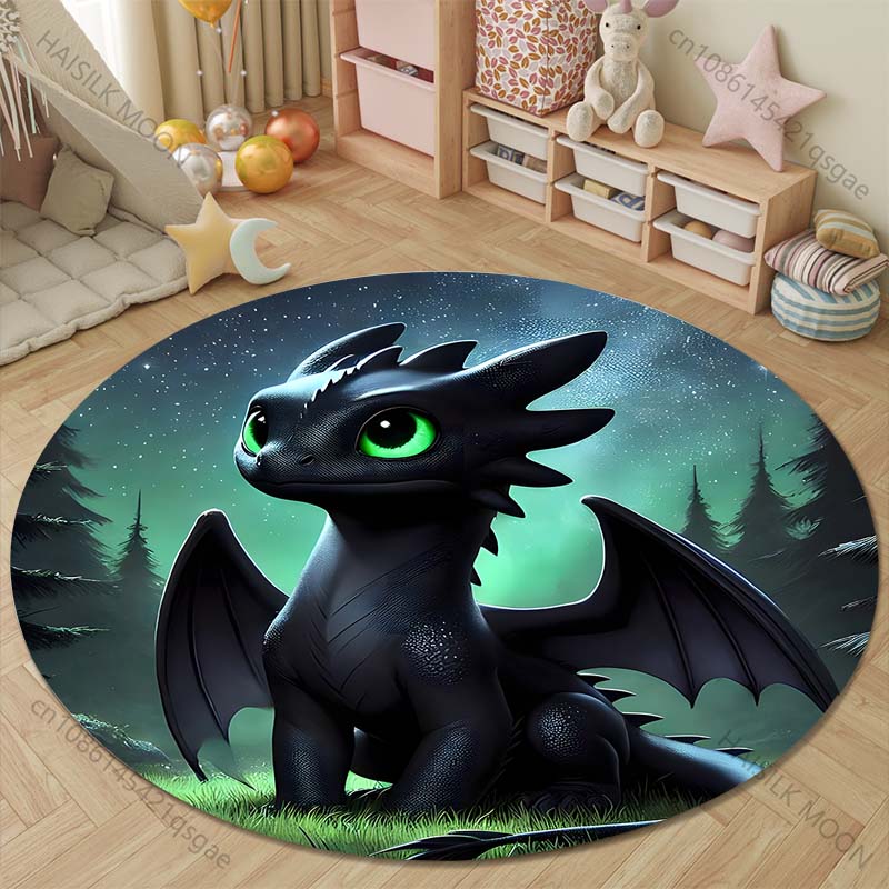 Multiple Sizes How T0 Train Your D-Dragon Print Round Rugs Carpet for Living Room Bedroom Kids Room Bath Chair Mat Home Decor