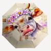 1pc cow, floral Automatic Open/Close Umbrella Compact Folding Umbrella with 8-Rib Shaft for Women/Men, Elegant Birthday1324S
