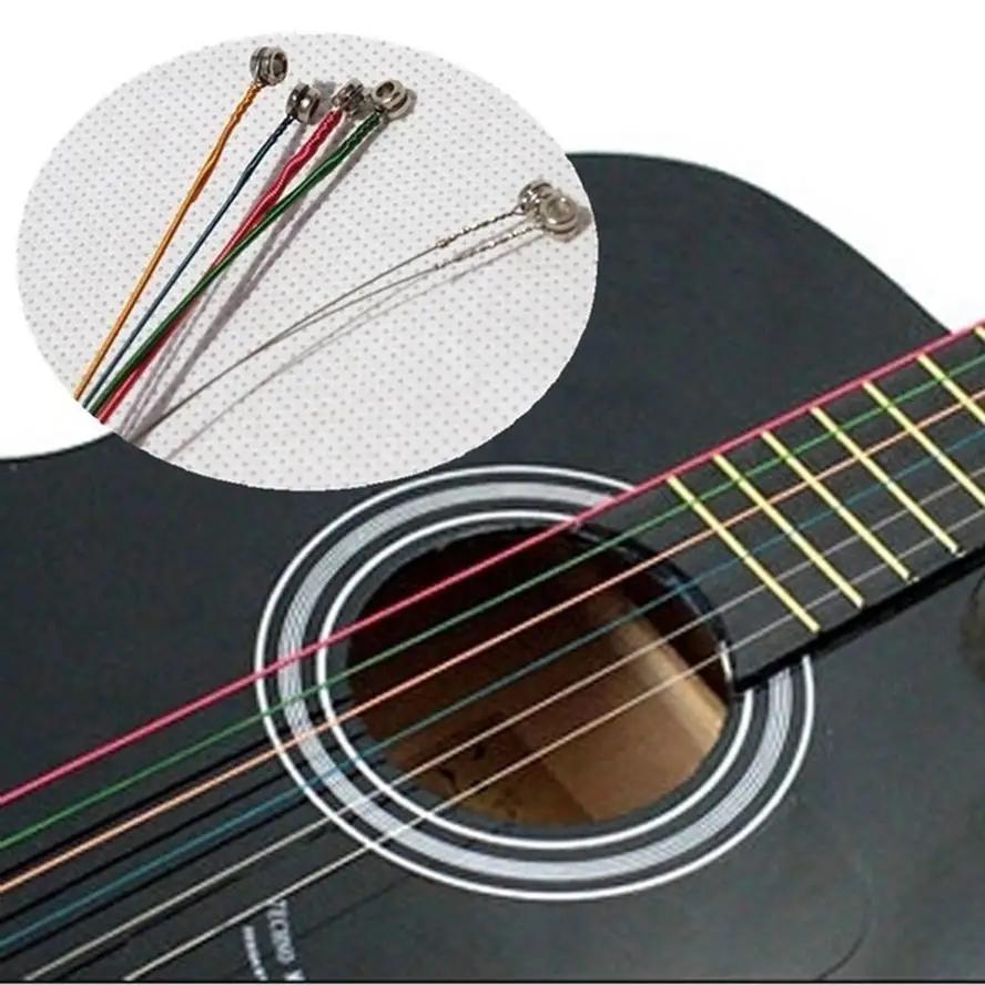

New 6 Pcs Rainbow Colorful Guitar Strings Acoustic Folk Guitar Classic Guitar Multi Color Musical Instrument Spare Parts Supply