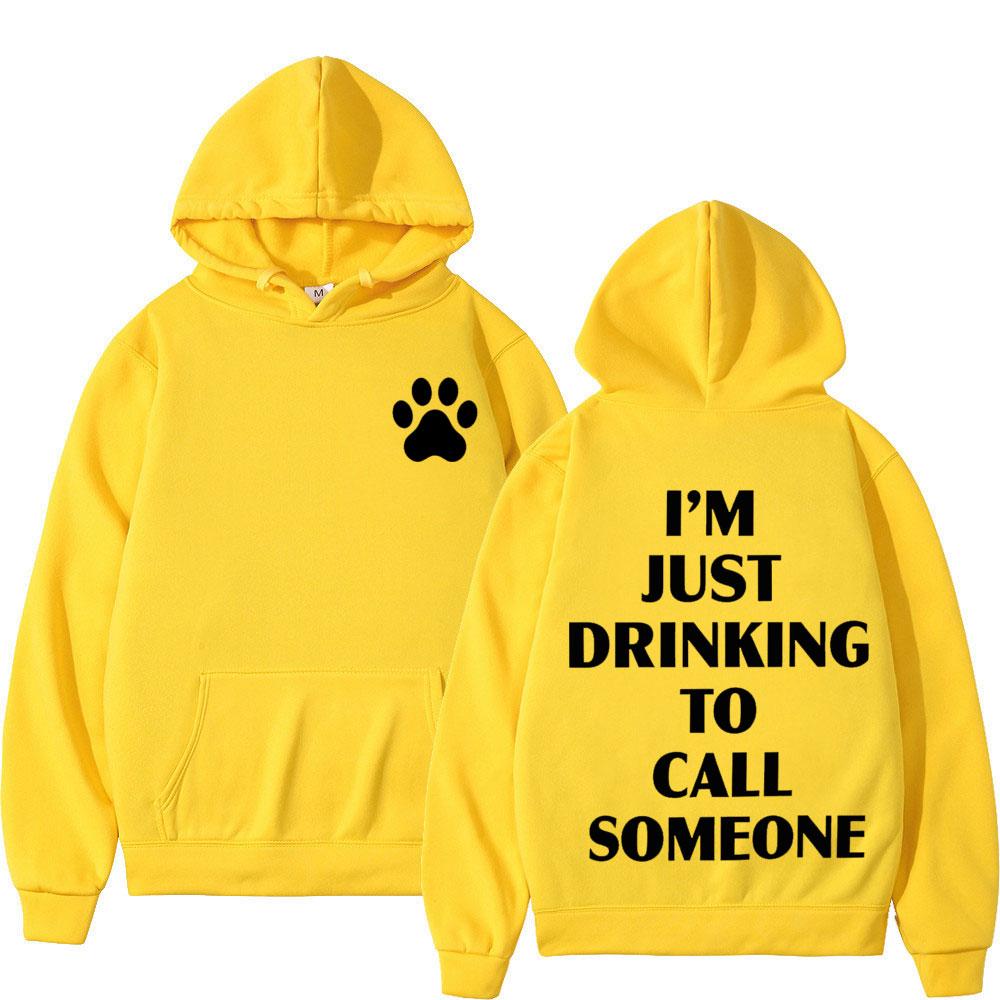 Felpa con cappuccio grafica Sabrina Carpenter I’m Just Drinking To Call Someone Uomo Donna Moda Pullover Felpe