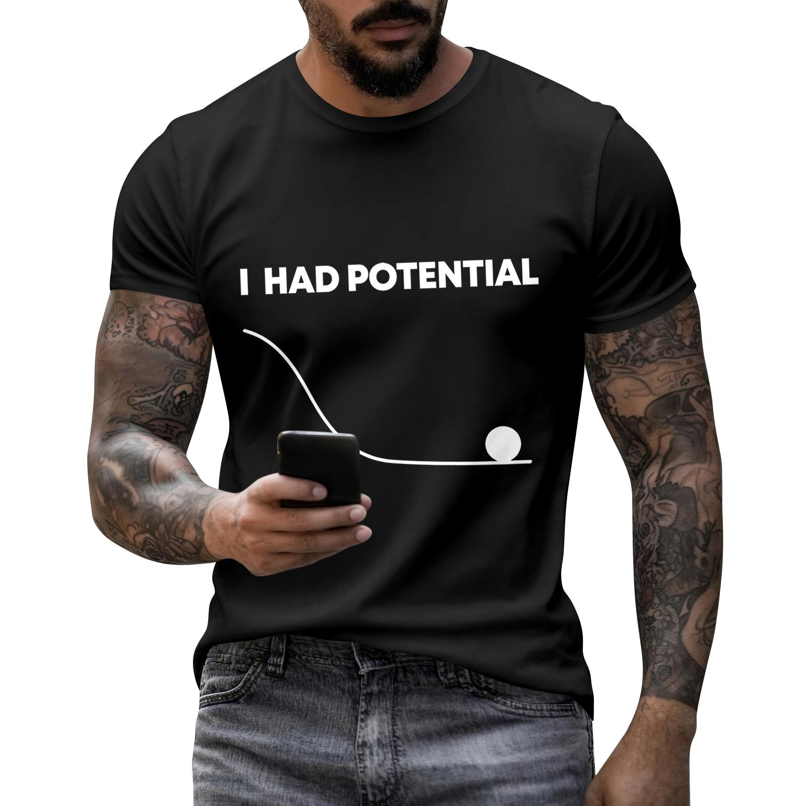 Men s Casual Letter Print Short-Sleeve T-Shirt L чёрный