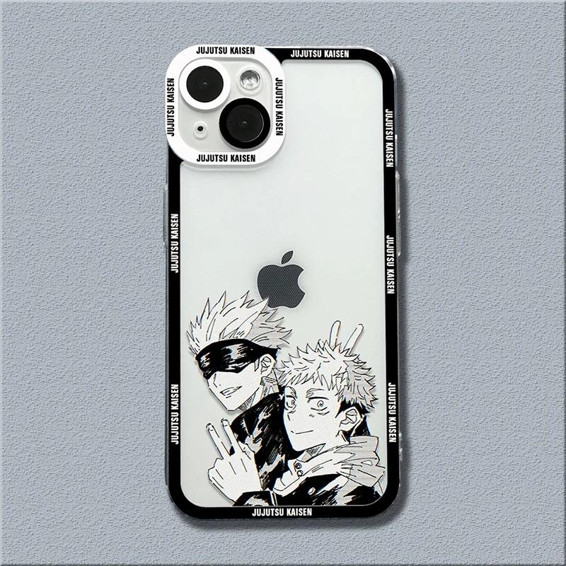 Anime Jujutsu Kaisen Phone Case For iPhone 16 15 14 13 12 11 Pro Max XS X XR SE 7 8 Plus Mini SE Shockproof Transparent Cover