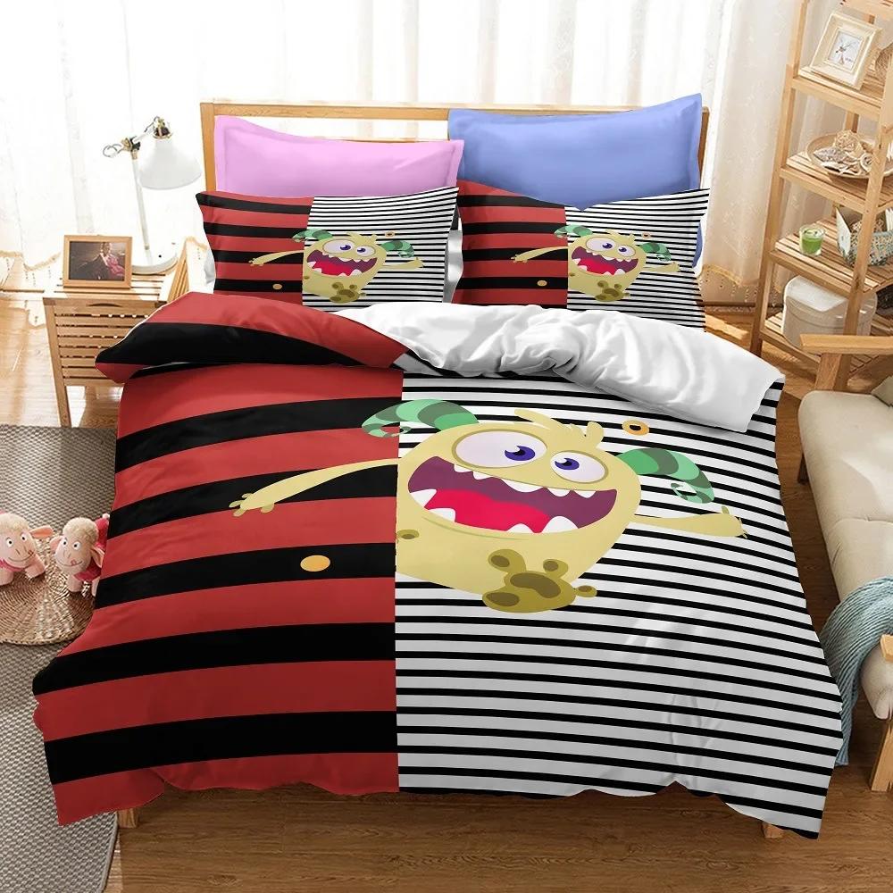 Monster mit großen Augen Bettwäscheset Niedlicher Cartoon 3D-Druck Bettdecke Luxus Queen King Einzel Bettbezugset Heimtextil Dekor Kinder
