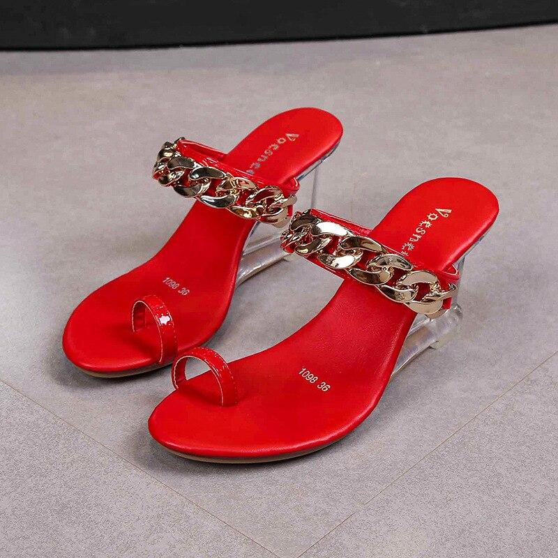 Sommer Damenschuhe Wort Schnalle einfache Flip Flops transparente Sandalen