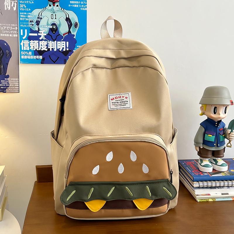 Korean Version of Niche Design Sense Hamburger Cute Large Capacity Campus Casual Backpack Travel Backpack Middle School Students Book