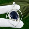 Pear Sodalite Gemstone Sterling Silver Birthday Wife Unique Boho Pendant Jewelry