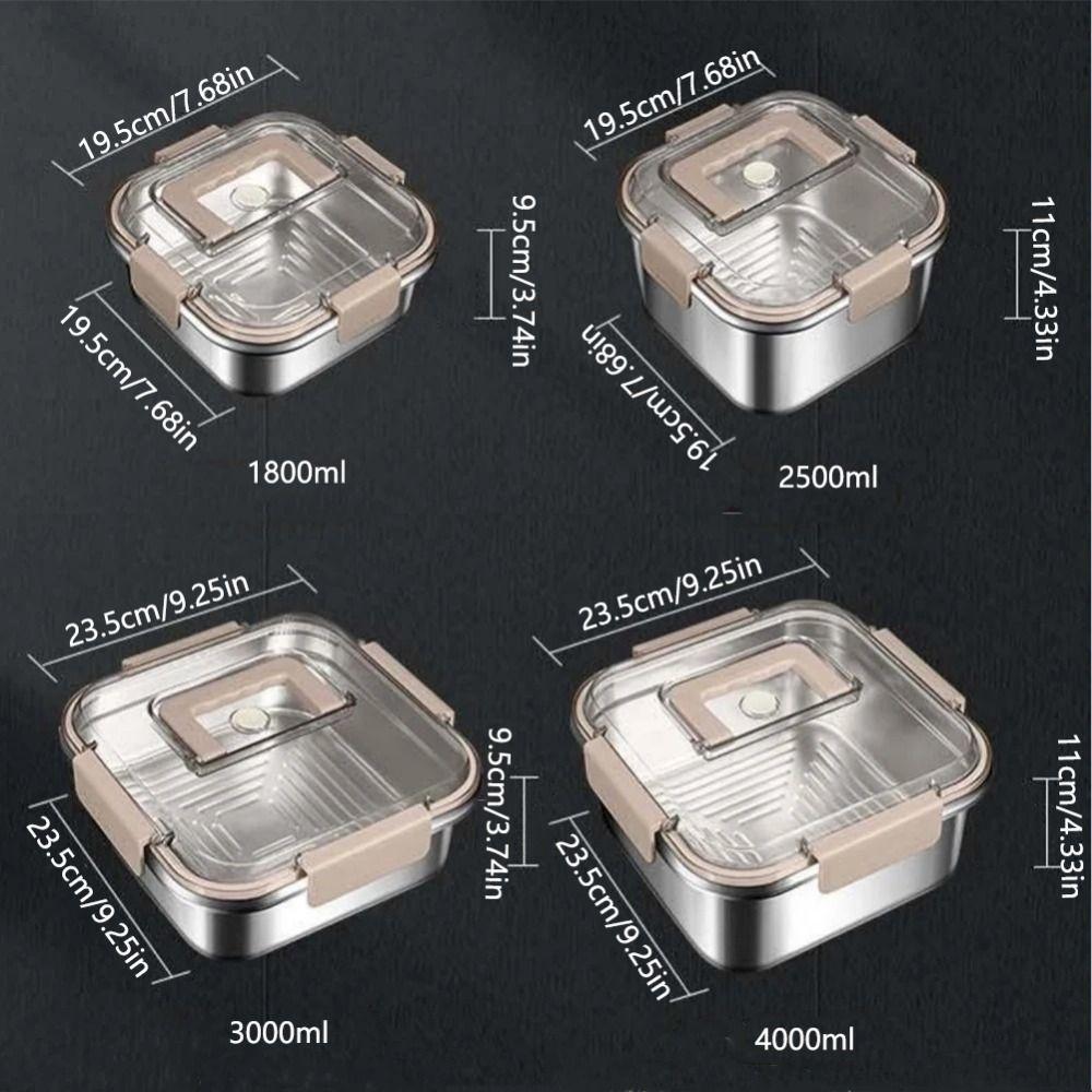 Sealed Lid Food Container with Handle Stainless Steel Sealed Picnic Box Food Lunch Box Kitchen