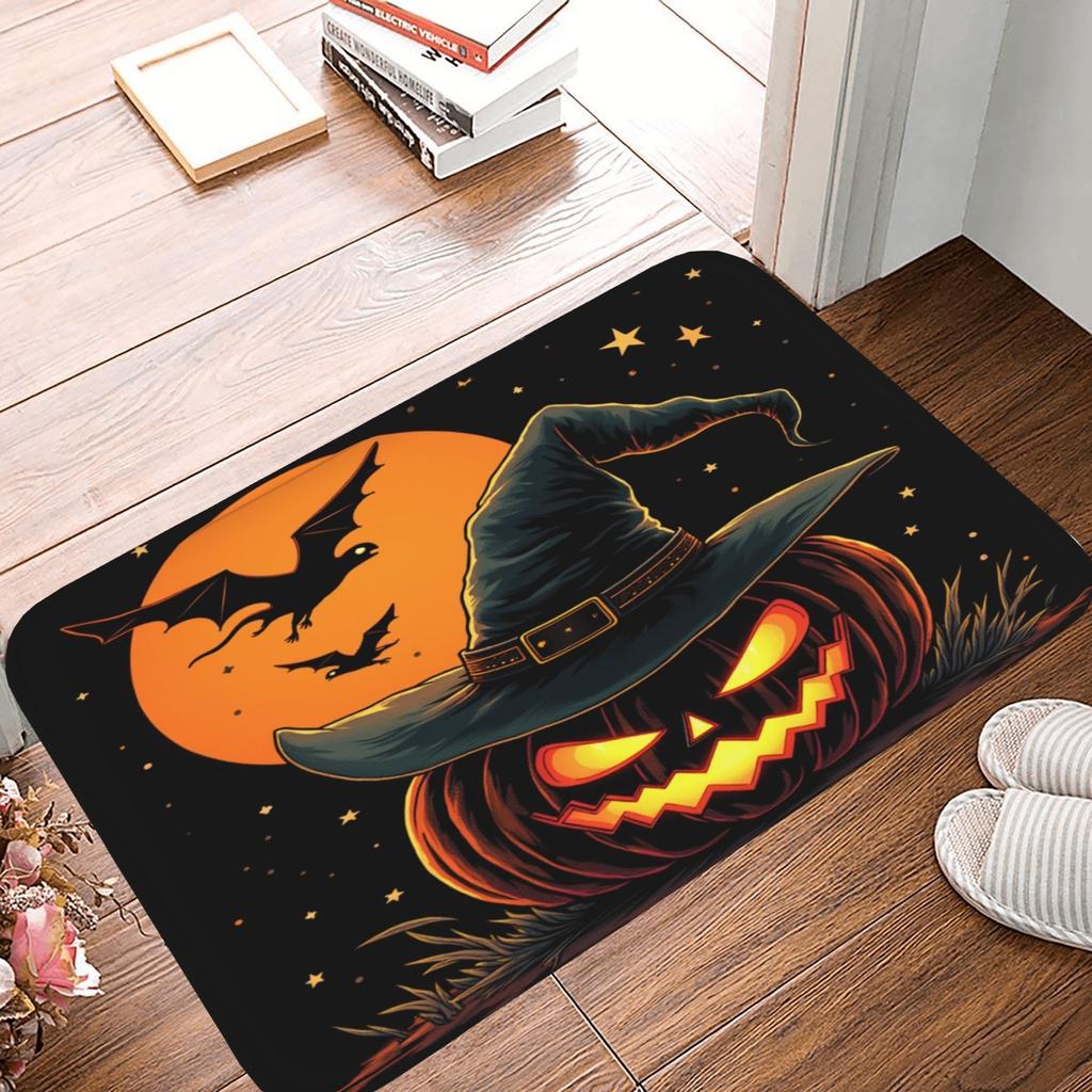 1PC Halloween Skull Crow Kitchen Rug Non-Slip Door Mat Pop Design Bathroom Rug Bath Mat Carpet for Home Sink Laundry Decor
