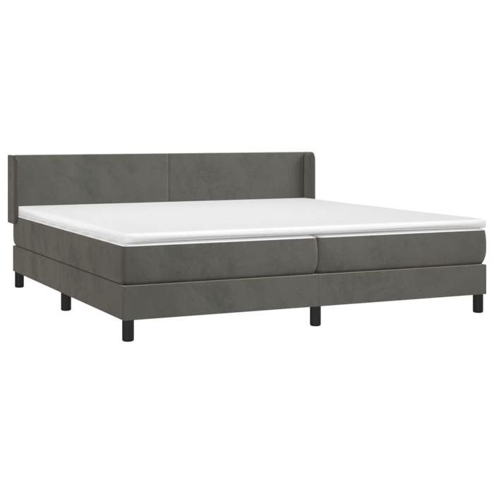 3130860 vidaXL Lit à sommier tapissier et matelas Gris foncé 200x200cm Velours