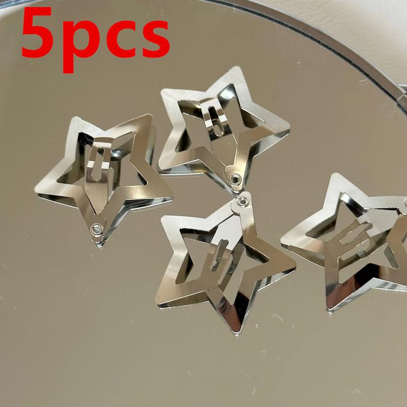 

Заколки для волос со звездами серебристого цвета, боковая заколка для девочек, милая металлическая филигранная заколка со звездой, женские ювелирные изделия, аксессуары для волос 5pcs
