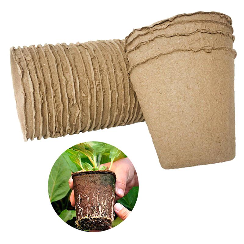

20/50Pcs 6/8Cm Paper Nursery Pots With 20 Plant Label Round Biodegradable Seedlings Flower Pot Garden Cultivation Cup 8*8cm