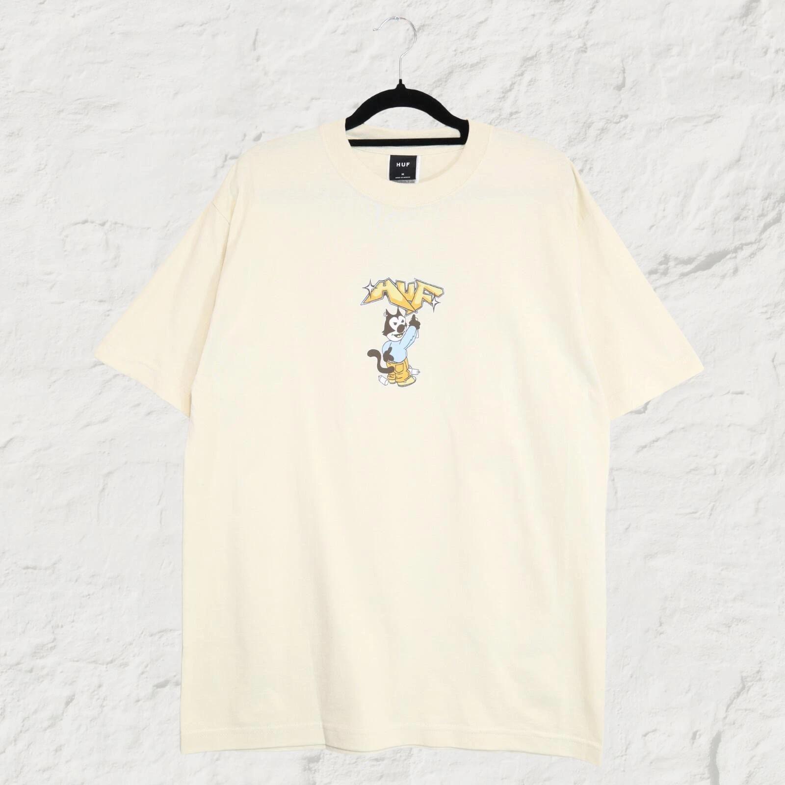 HUF Bad Cat Tee Bone Y2K Graphic Streetwear Tee M M