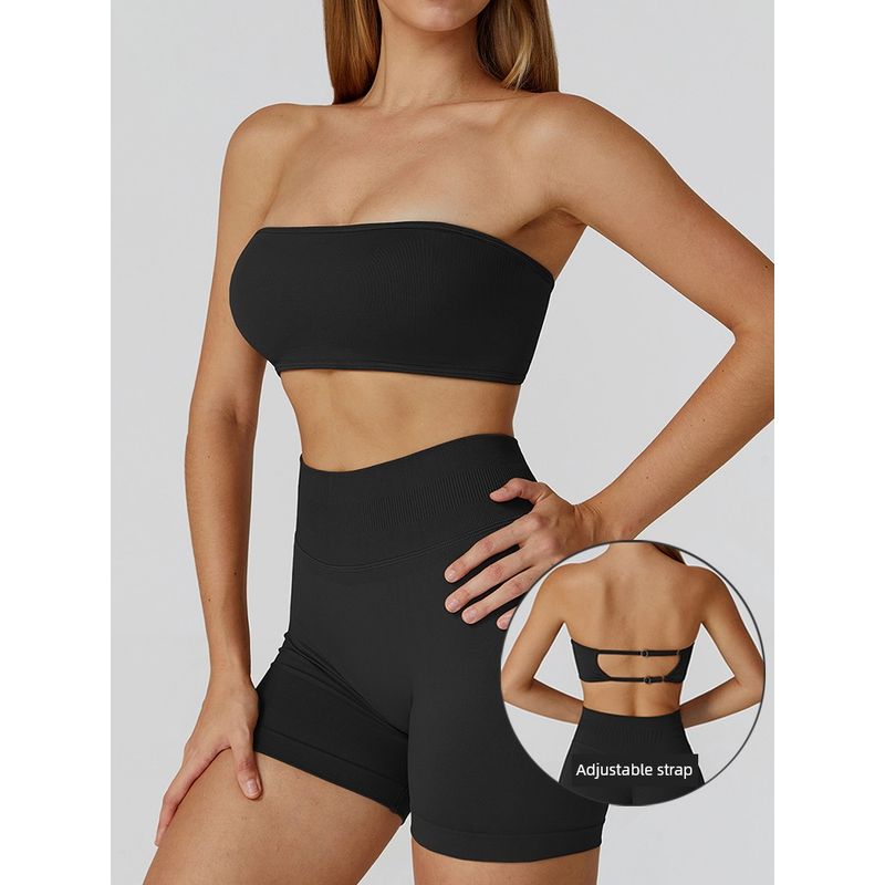 Fashion Sports Intimates Women's Shockproof Push-up Sexy Beauty Back Tube Top Yoga Vest Training Adjustable Workout Bra