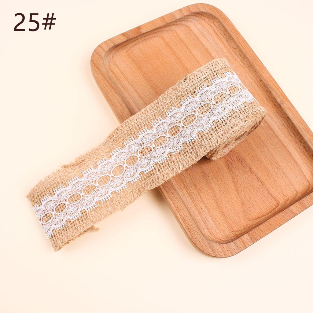Burlap Roll with Lace Edge for DIY Christmas and Wedding Crafts, Jute Twine Ribbon