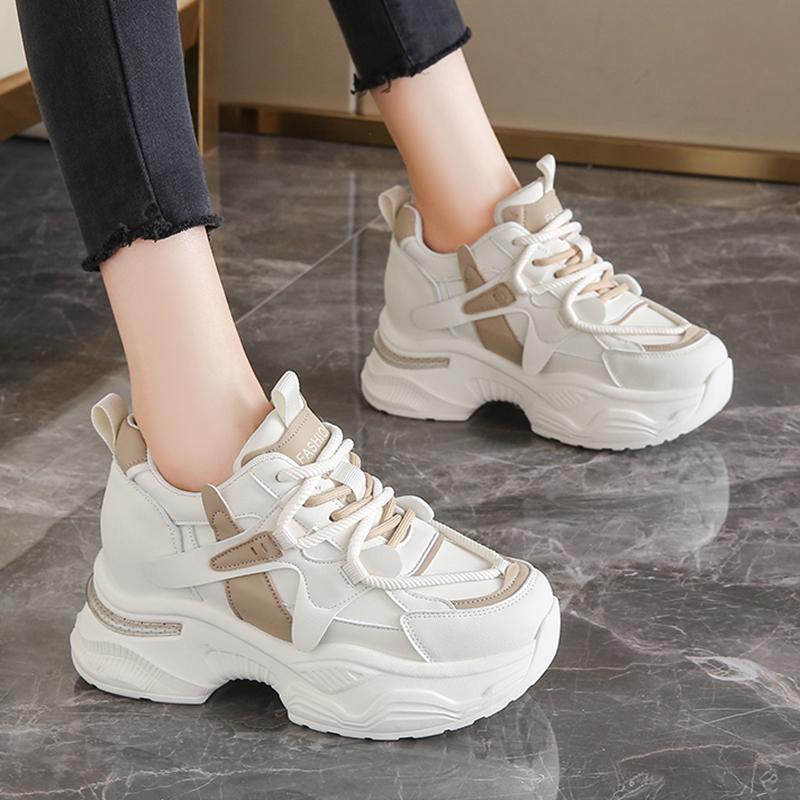 Fashion Cross Lace Up Platform Sneakers for Women Fashion Mix Color Chunky Vulcanized Shoes Woman 2025 Thick Bottom Sports Shoes Female