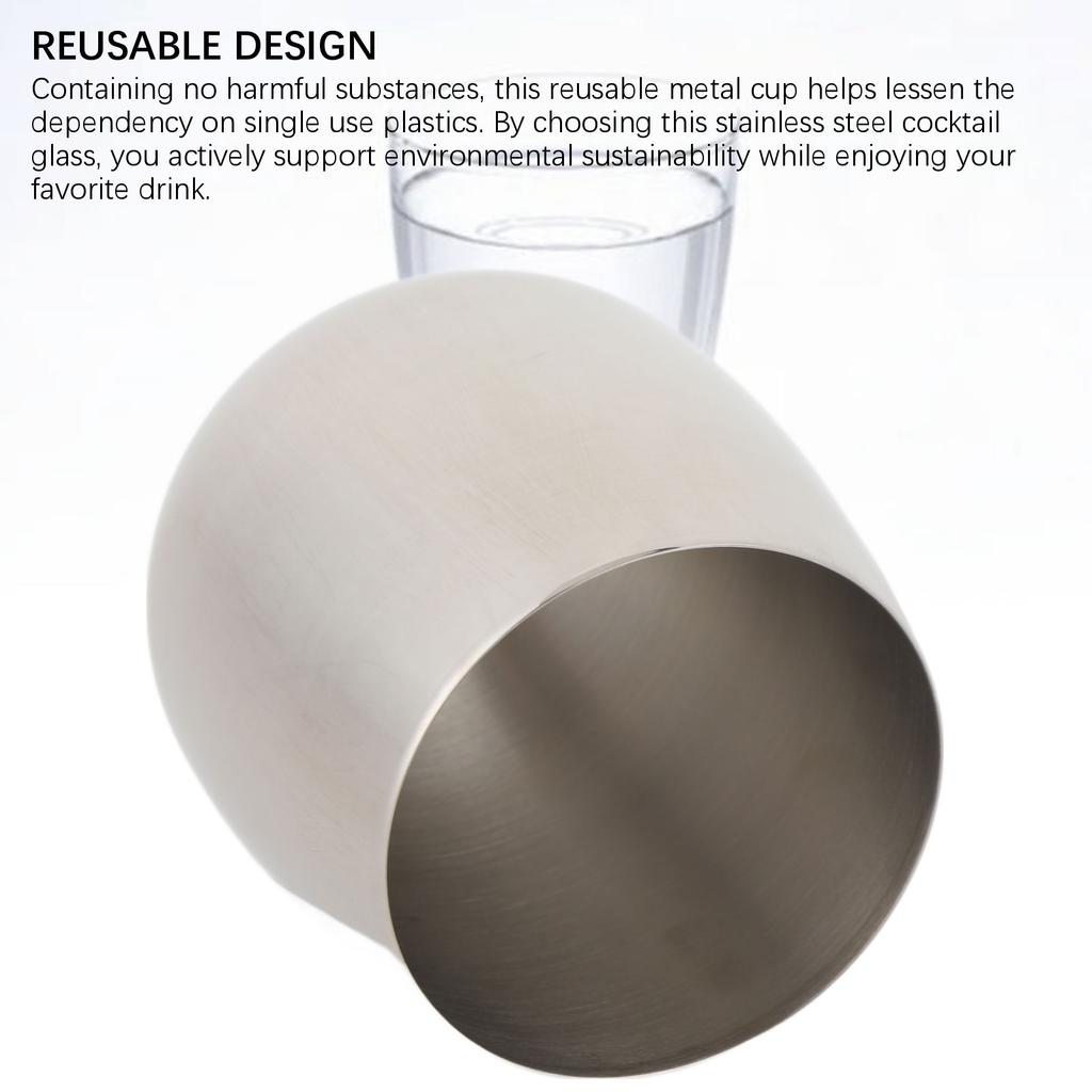 SUS304 Edelstahl Stielloses Weinglas Unzerbrechlich Bruchfest Metall Weinkelch 550 ML Temperaturisoliert