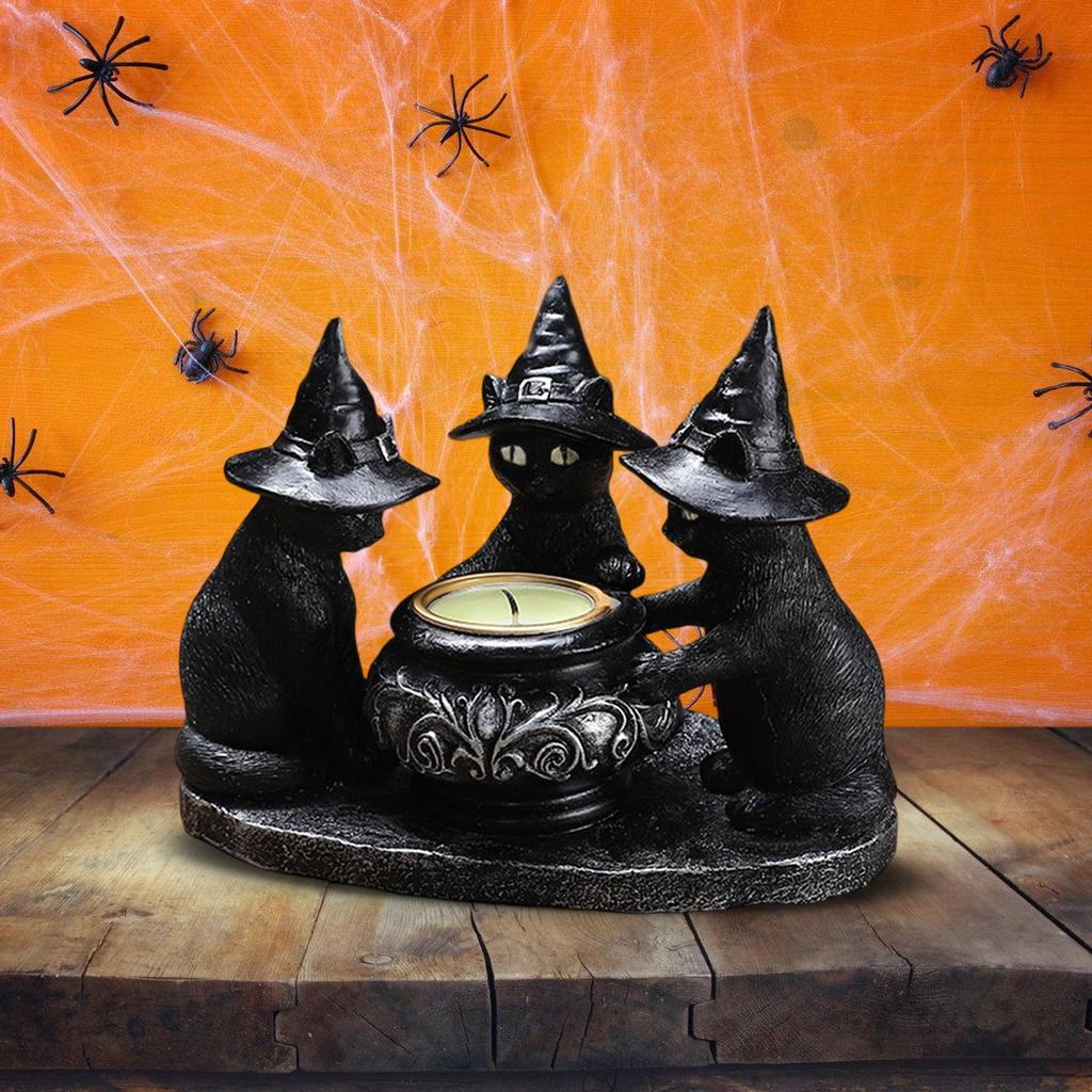 Halloween Table Decor Black Cat Votive Tealight Candle Holders Halloween Decorations Indoor Table Centerpieces Gift
