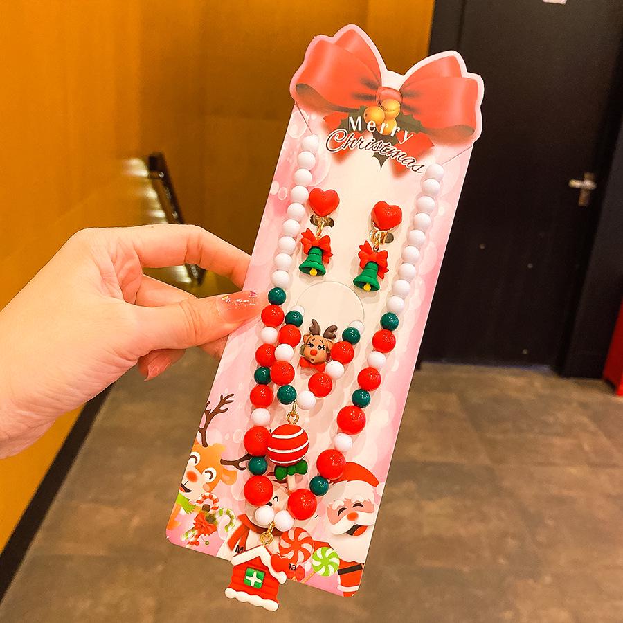 Children's Holiday Jewelry Set: Reindeer Bracelet, Ear Clip, & Ring - Perfect Christmas Gift