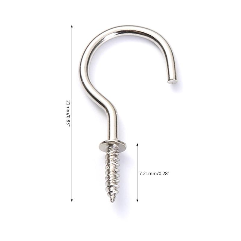 Pack of 100 Steel Screw Hooks Hook Screws Stainless Steel Screw Hooks Eye Screw Ceiling Hooks Simple Installation