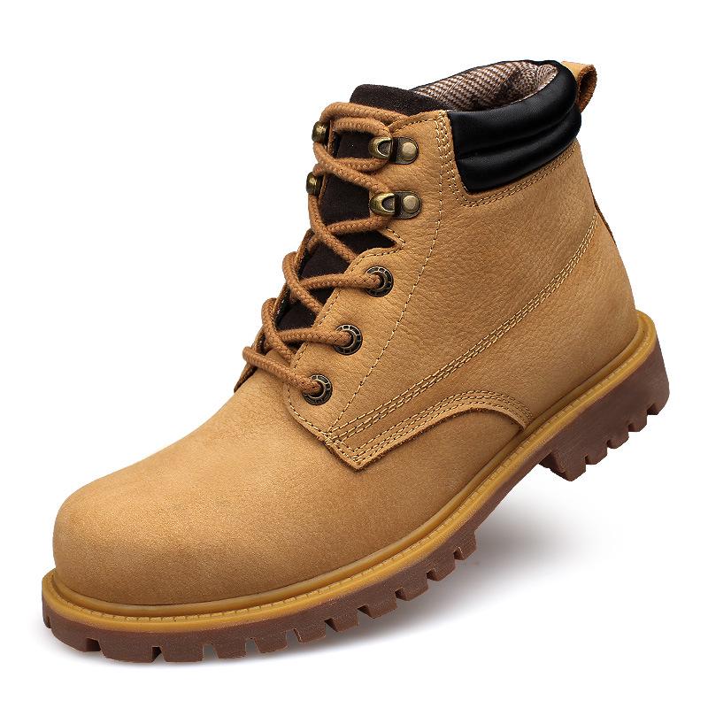 Men s Plus Size Lace-up Cowhide Casual Martin Boots – Breathable Round Toe Low Heel Design 45