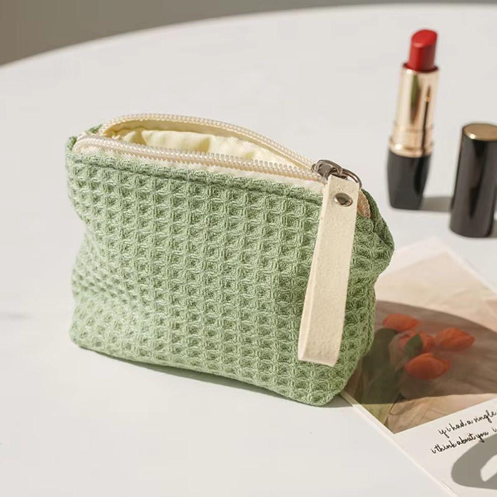 Zipper Small Coin Purse Polyester Lipstick Headphones Key Storage Bag Portable Mini Makeup Bag
